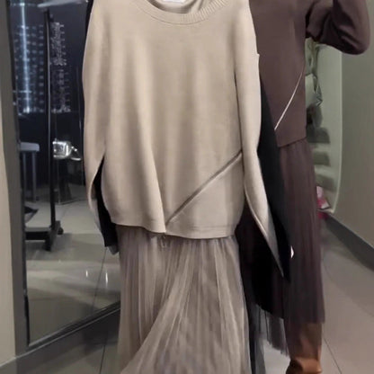 Damen Asymmetrischer Pullover mit Drapierung Eveloria