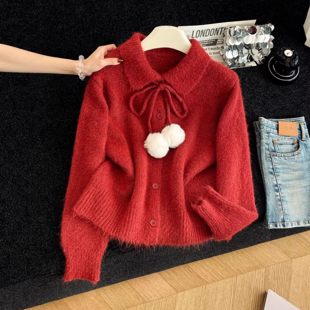 Damen Strickjacke Großkragen Verspielt Eveloria - Eveloria