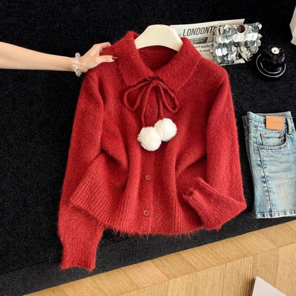 Damen Strickjacke Großkragen Verspielt Eveloria - Eveloria
