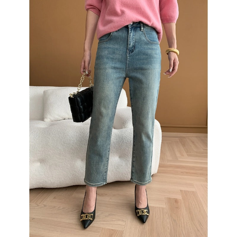 Damen High-Waist Straight-Leg Jeans Eveloria - Eveloria