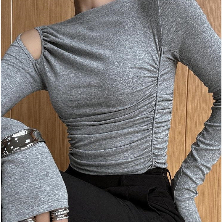 Damen Asymmetrisches Longsleeve-Shirt Raffung Eveloria