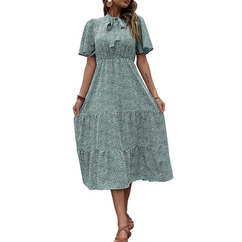 Damen Kleid Kurzärmelig Rüschendesign Eveloria