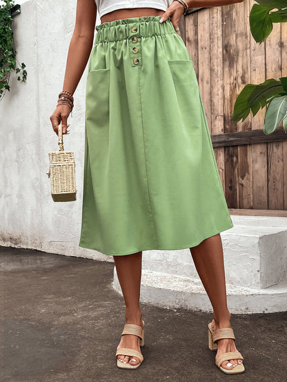 Damen Midi-Rock A-Linie Elastisch Eveloria