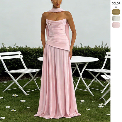 Damen Abendkleid mit Wasserfall-Ausschnitt Voluminöser Rock Eveloria - Eveloria