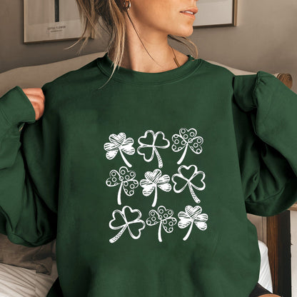 Damen Sweatshirt Kleeblatt-Motiv Eveloria