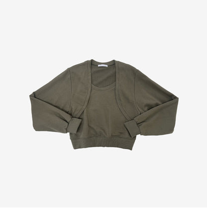 Damen Cropped Sweatjacke Weich Ärmel Eveloria