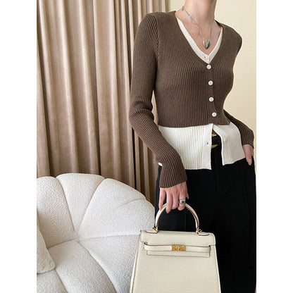 Damen Strickcardigan Lässig Knopfverschluss Rippstruktur Beige
