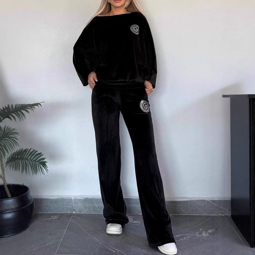 Damen Velvet Loungewear-Set Weich Eveloria