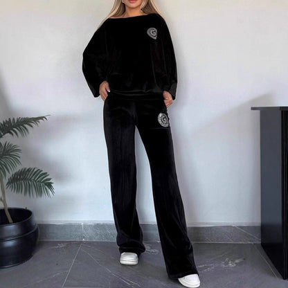 Damen Velvet Loungewear-Set Weich Eveloria