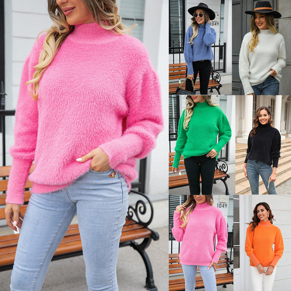 Damen Hochkragenpullover Voluminöse Ärmel Eveloria - Eveloria