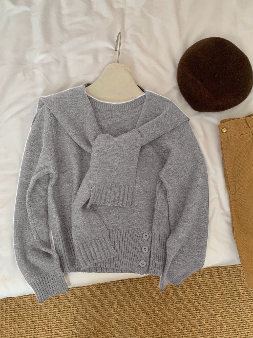 Damen Pullover Abnehmbarer Kragen Eveloria