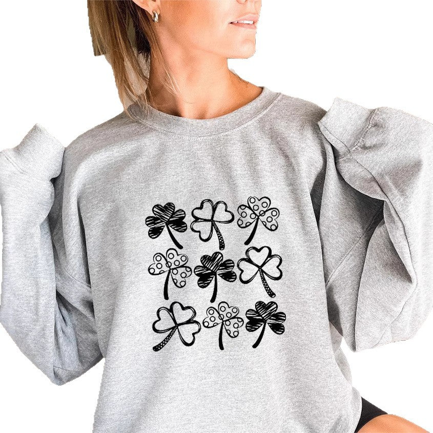Damen Sweatshirt Kleeblatt-Motiv Eveloria