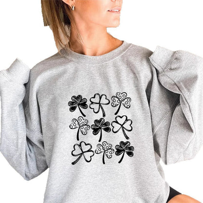 Damen Sweatshirt Kleeblatt-Motiv Eveloria