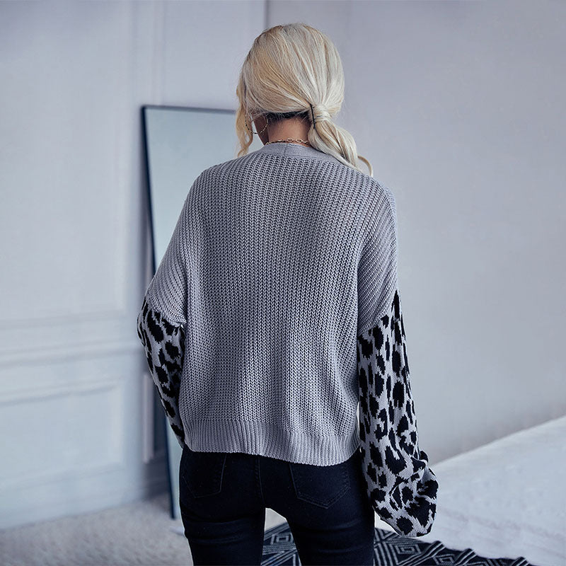 Damen Strickjacke Animalmuster Lässig Eveloria