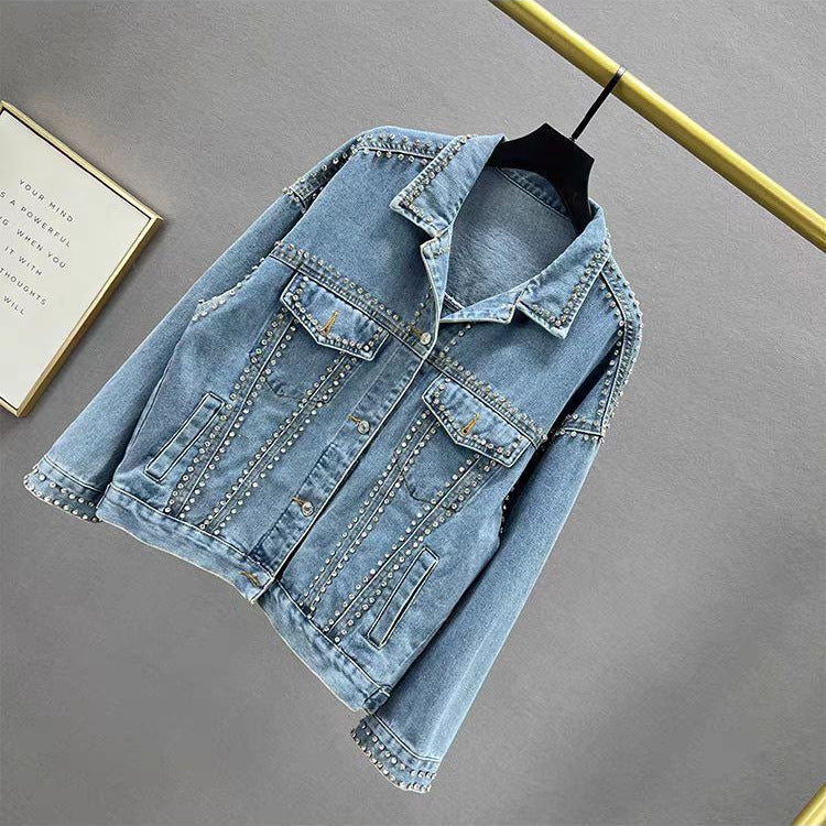 Damen Jeansjacke mit Nieten Schwarz Eveloria - Eveloria