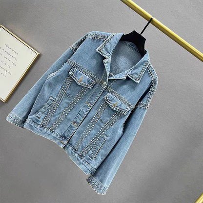 Damen Jeansjacke mit Nieten Schwarz Eveloria - Eveloria
