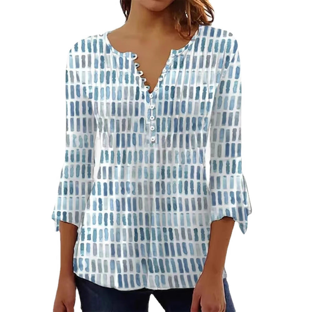 Damen Bluse Modernes Grafikdesign Knöpfe Eveloria