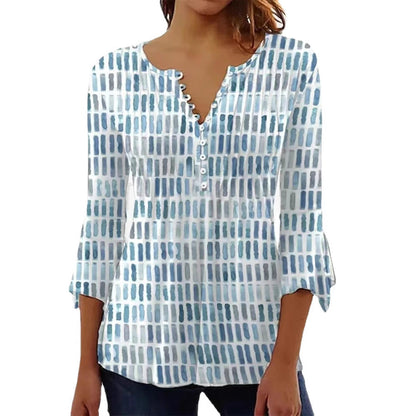 Damen Bluse Modernes Grafikdesign Knöpfe Eveloria
