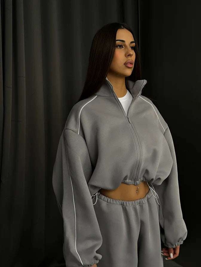 Damen Kapuzenpullover Sportlich Hoher Kragen Weite Ärmel Eveloria