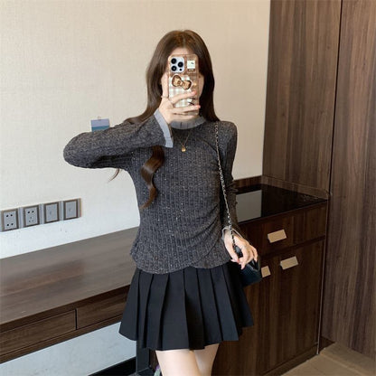 Damen Feinstrickpullover Dekorativer Kragen Elegantes Design