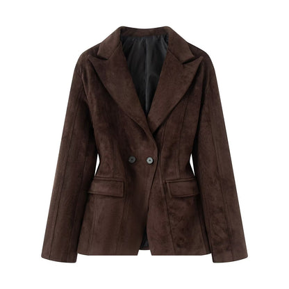 Damen Blazerjacke Wildleder Optik