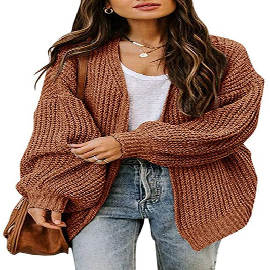 Damen Grobstrick-Pullover Voluminöse Ärmel Lässiger Schnitt Eveloria - Eveloria