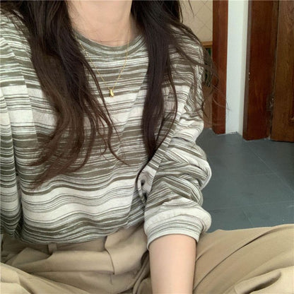 Damen Langarmshirt Streifen Weich