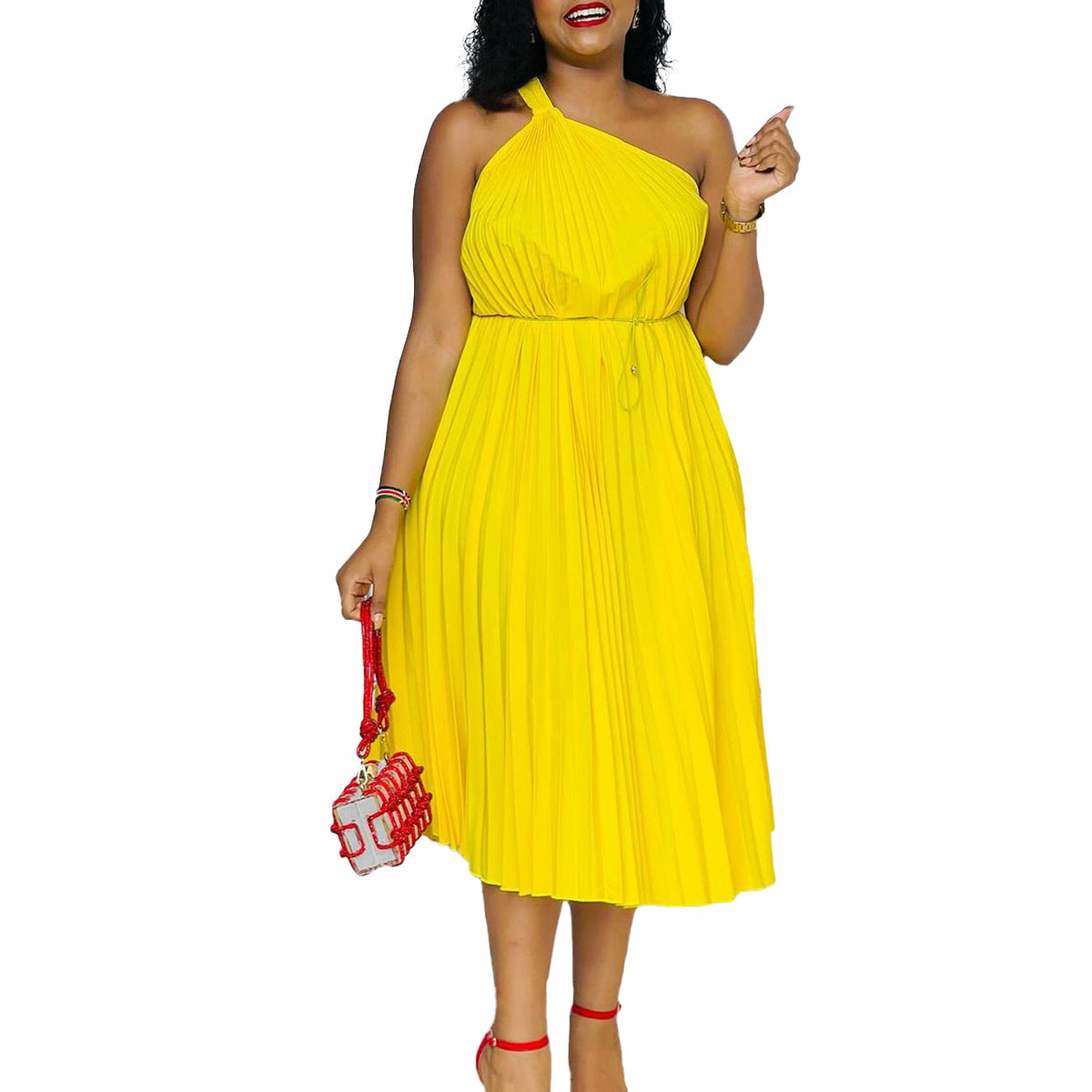 Damen Wickelkleid Asymmetrisch Elegante Falten