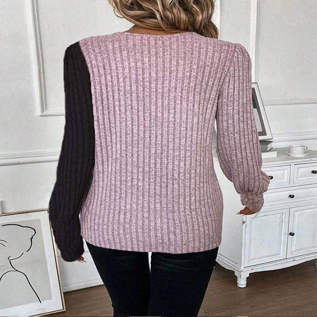 Damen Pullover Asymmetrisch Knopfdetails Eveloria