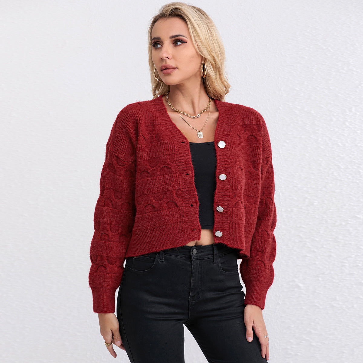 Damen Grobstrickjacke Eveloria Komfortschnitt Einzigartiges Muster