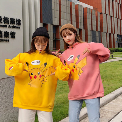 Damen Sweatshirt Pikachu Motiv Hochkragen Eveloria