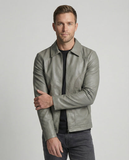 Herren Lederjacke Figurbetont Schwarz - Eveloria