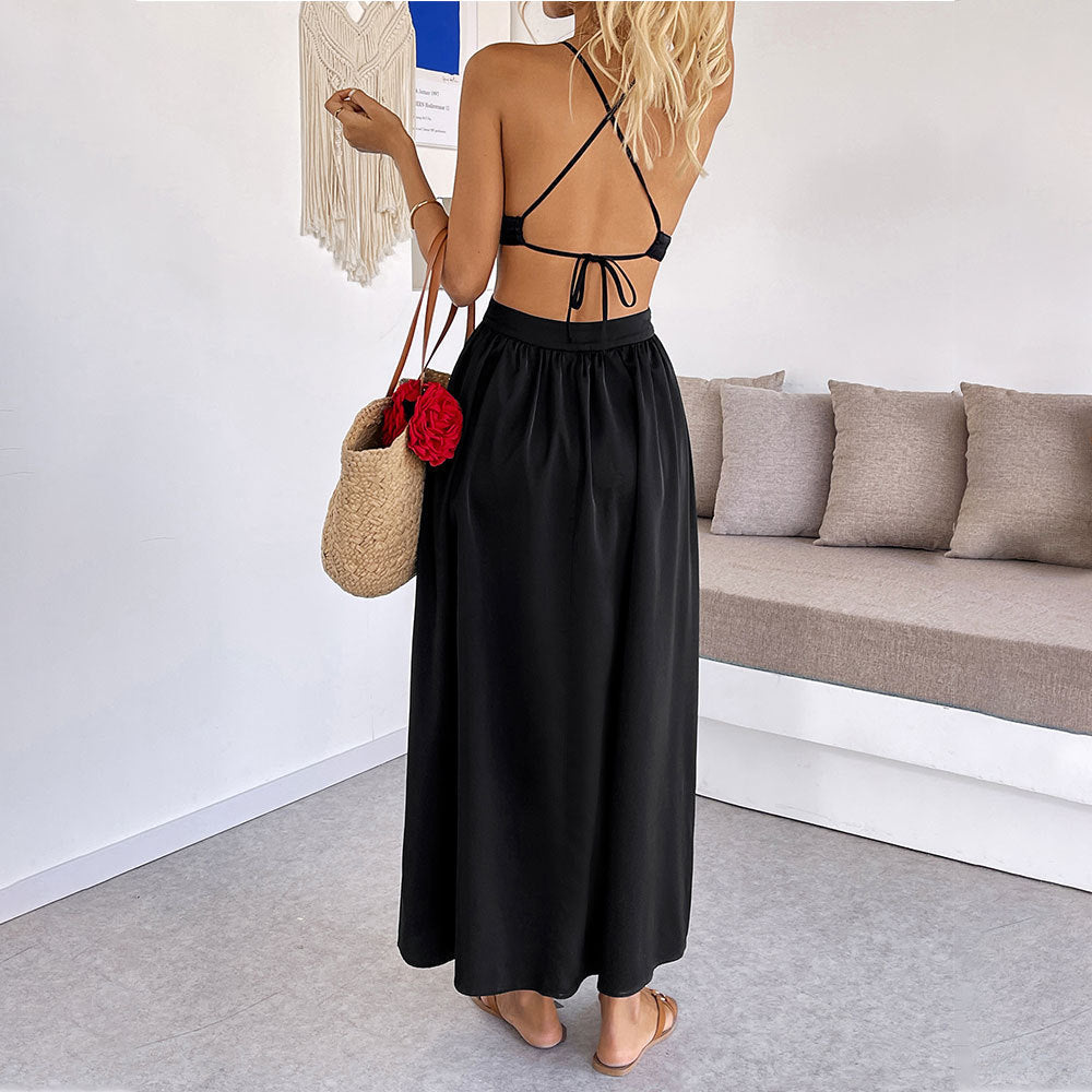 Damen Maxikleid Abnehmbare Träger Cut-Out-Details Eveloria