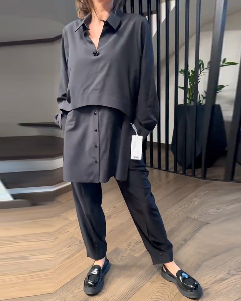 Damen Zweiteiliger Anzug mit Bluse und Hose Eveloria