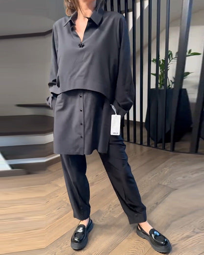Damen Zweiteiliger Anzug mit Bluse und Hose Eveloria