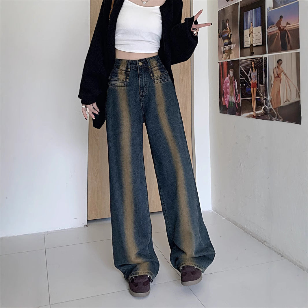 Damen Weite Jeans mit Knopfdesign Eveloria