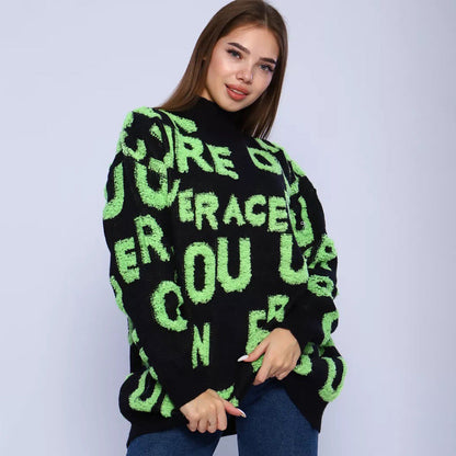 Damen Pullover Oversized Hochkragen