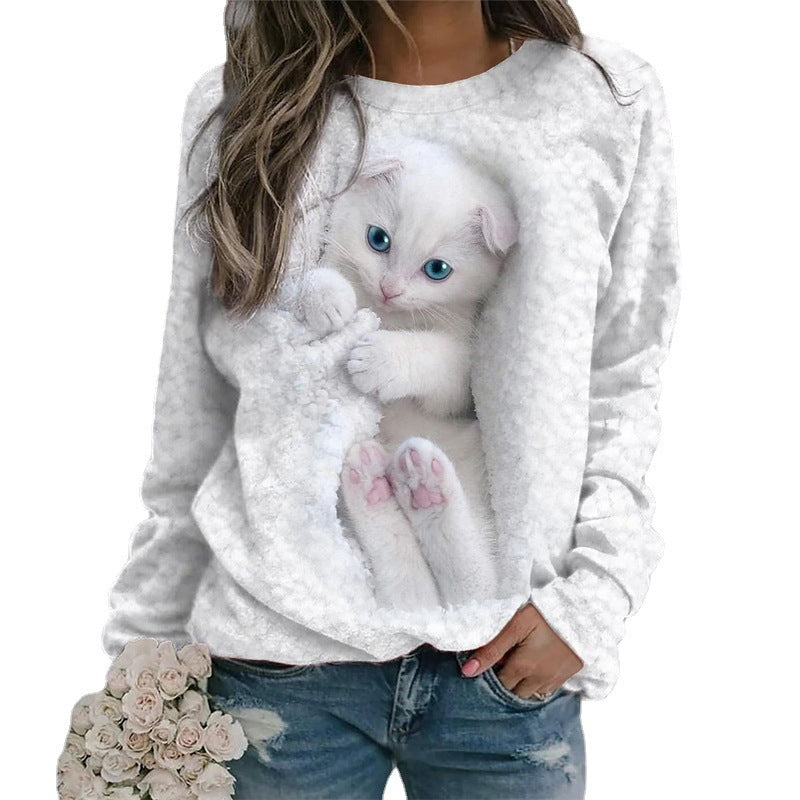 Damen Sweatshirt Katzenmotiv Eveloria