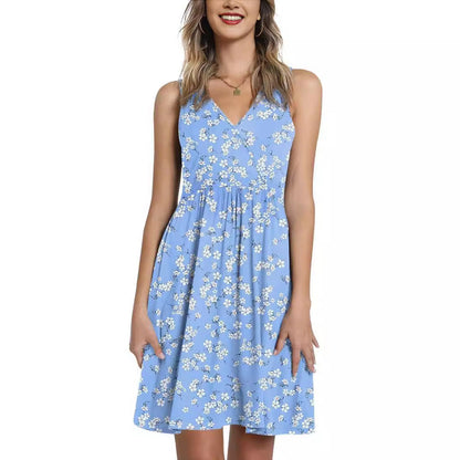 Damen Blumenkleid A-Linie V-Ausschnitt Eveloria - Eveloria
