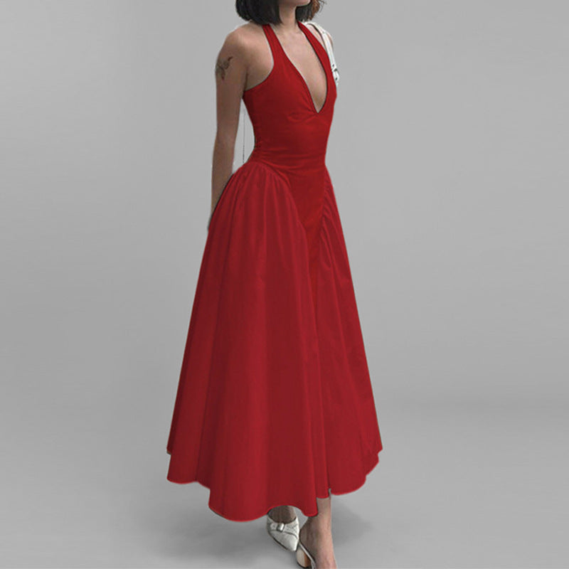 Damen Abendkleid V-Ausschnitt Voluminöser Rock Eveloria