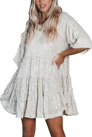 Damen Abendkleid Pailletten Eveloria Glitzer