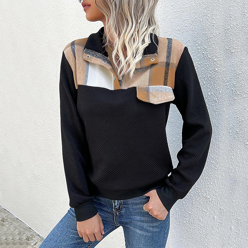 Damen Sweatpullover Strukturiertes Design Modischer Kragen Eveloria - Eveloria