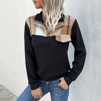 Damen Sweatpullover Strukturiertes Design Modischer Kragen Eveloria - Eveloria