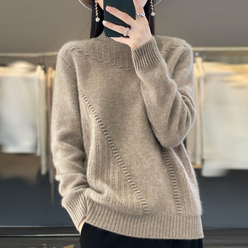 Damen Strickpullover Strukturiert Asymmetrisch Eveloria