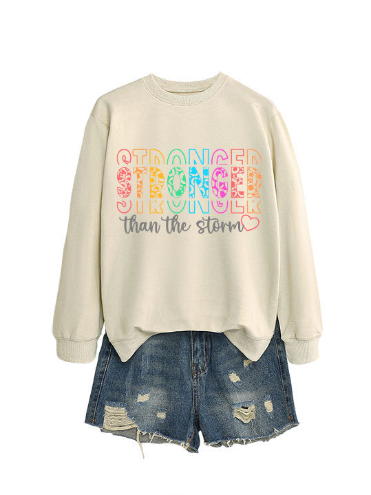 Damen Sweatshirt Lässiger Schnitt Motivierender Schriftzug Grau