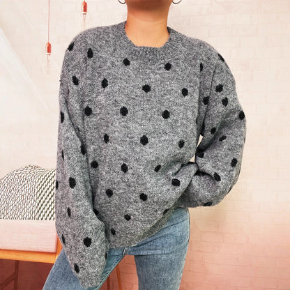 Damen Strickpullover Punktuelles Design Eveloria