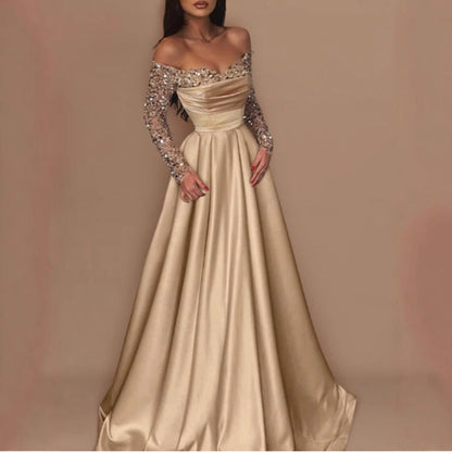 Damen Abendkleid mit Schimmer-Oberteil und Taillenschnitt - Eveloria