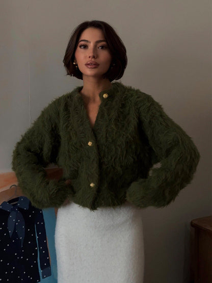 Damen Flauschiger Pullover 100% Nylon Lässiger Schnitt