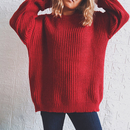 Damen Grobstrickpullover Oversized Lässig Eveloria