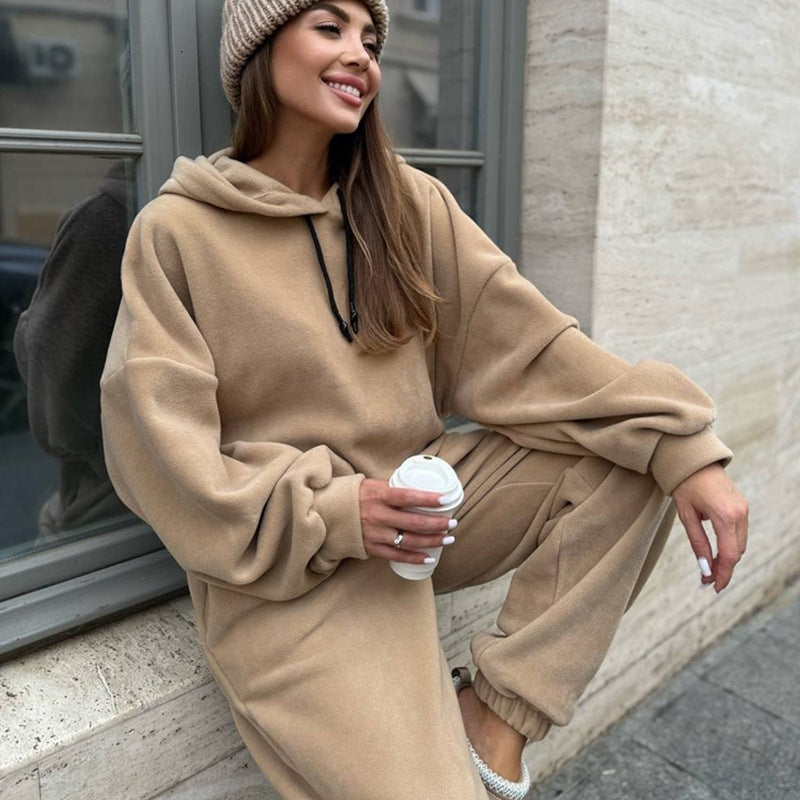 Damen Fleece-Loungewear-Set mit Kapuze Weit Eveloria